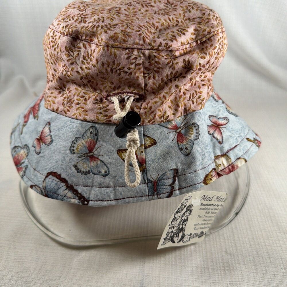 New Mad Hatter Port Townsend Handcrafted Reversible Bucket Hat Butterfly Floral - Picture 8 of 8